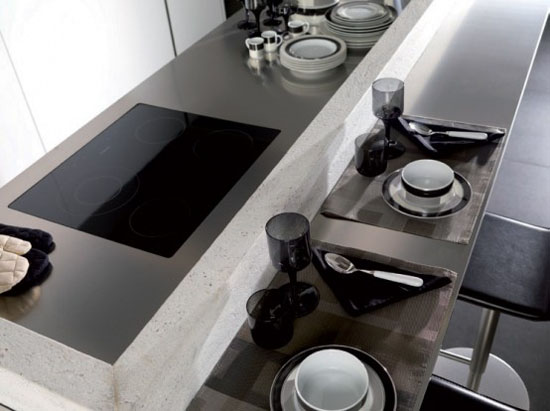 high-tech Corian Kitchen system with remote control from Gamadecor