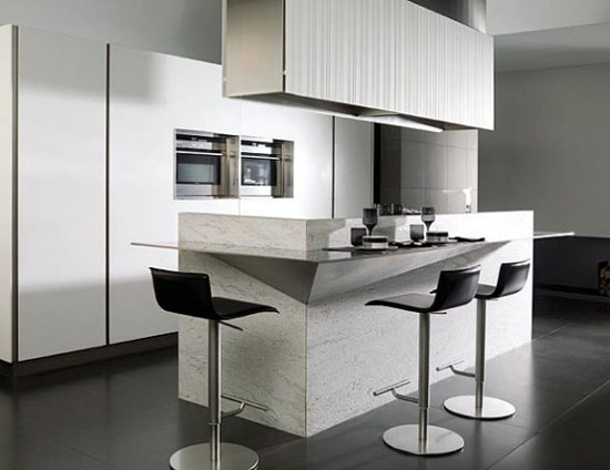 high-tech Corian Kitchen systems with remote control from Gamadecor