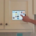 iPad Mounted in Kitchen Cabinet easily removed with a lift and then slide up iPad Mounted in Kitchen Cabinet easily removed with a lift and then slide up