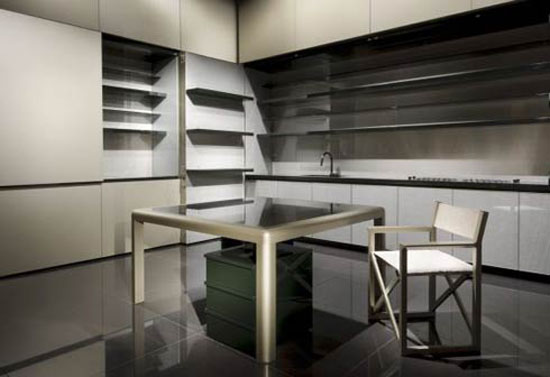 kitchen cabinet fronts in golden with neat satin finish by Giorgio Armani