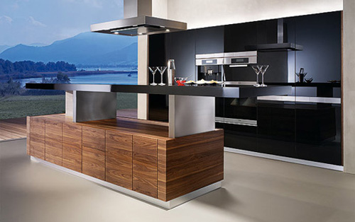 kitchen island K7 adjustable height shelves available in seven types of natural woods