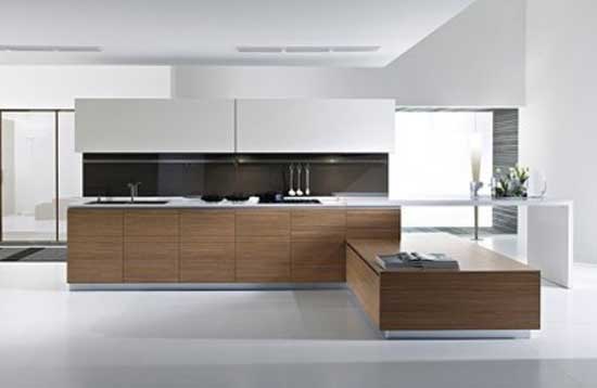 Minimalist kitchen design with brown white color themes