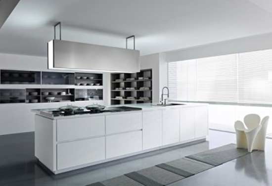 Minimalist kitchen design with white color themes