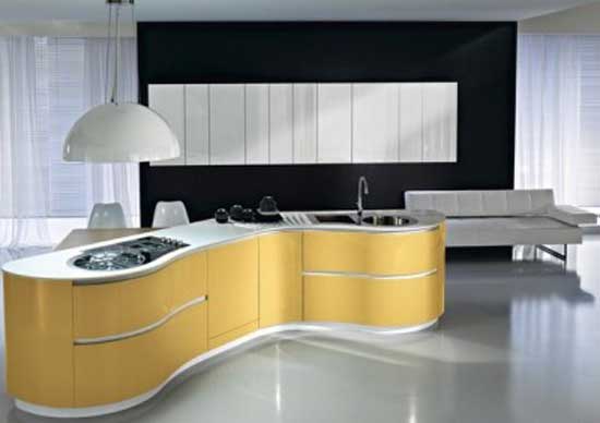 Minimalist kitchen design with yellow color themes