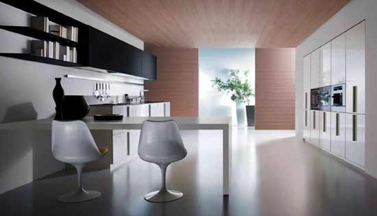 Modern kitchen design in black and white color