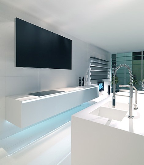 modern stainless steel white with blue LED light from MK Style
