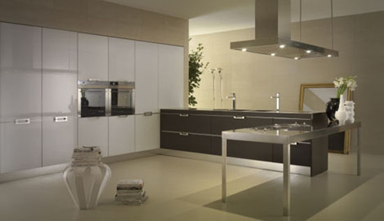neutral tones kitchens Contrasting glossy white and matt black pantry from Salvarani