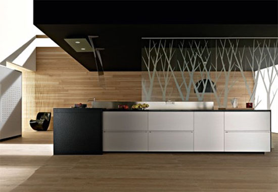new Artematica Multiline Titanium Kitchen by Valcucine with the light reflecting panels