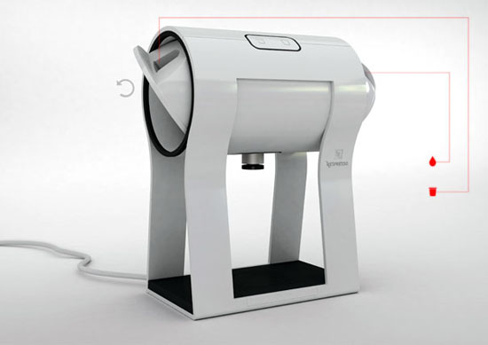 new innovation white Espresso maker on Four Legs by Drors Goldblum