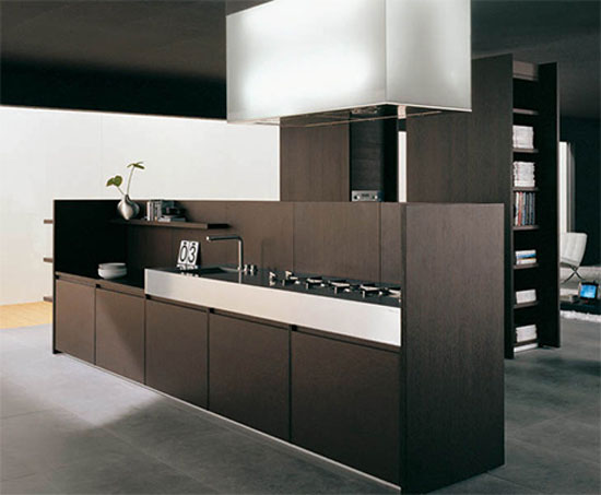 new kitchen combines dark wood and tall stature precise clean designed in minimal size