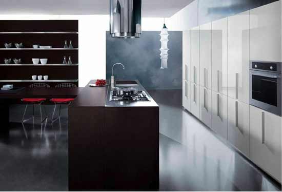 New kitchen design in black and white color combination