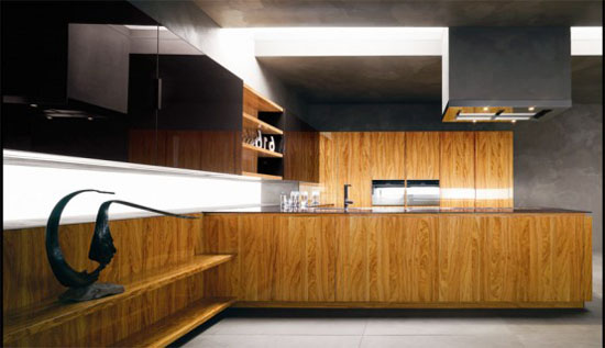 olive wood kitchen with glas beautiful black marble