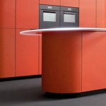 Orange kitchen design in minimalist theme Orange kitchen design in minimalist theme