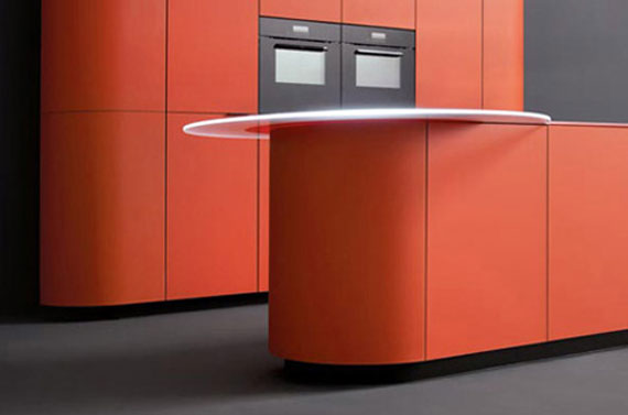 Orange kitchen design in minimalist theme