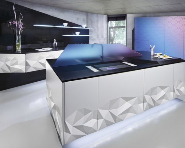 Origami inspired kitchen with amazing kitchen lighting from Estudiosat