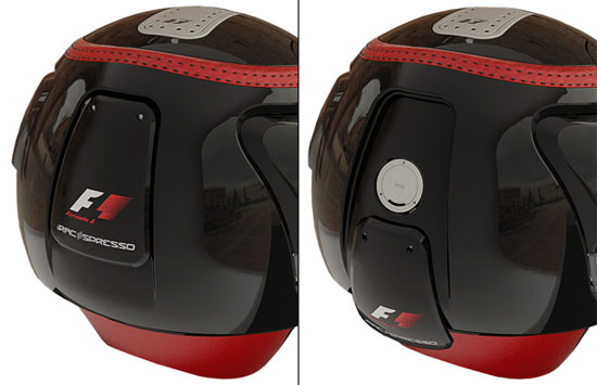 racepresso coffee machine in helmet shape