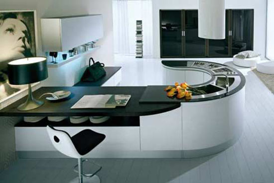 round kitchen countertop or small circular bar is ergonomic and stunning look