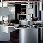 rounded kitchen with stainless steel for minimalist kitchen style