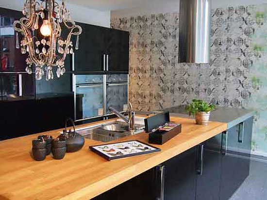 scandinavian kitchens with large pattern on walls from Copenhagen