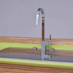 simply slide tempered glass backsplash in green corian Zen like design Toffini simply slide tempered glass backsplash in green corian Zen like design Toffini