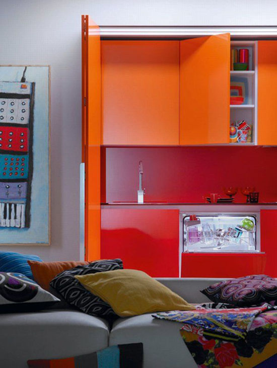 smalls kitchen in little apartment gives living space for young girl