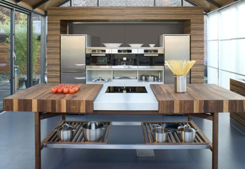 solid wood kitchens island slides open with powerful magnetic field by Schulte Grace German