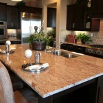 the functional sleek granite on kitchen island