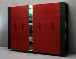 top Italian style Kitchen with geometric look black handles horizontal black line