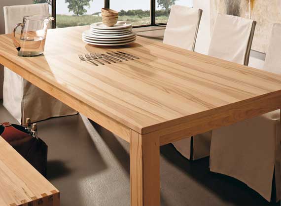 Unusual dining table wood and stainless steel material