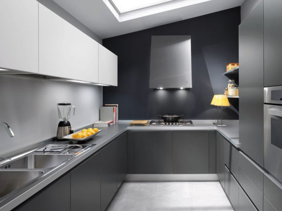 white grey and black modern Kitchen design picture by Ernestomeda