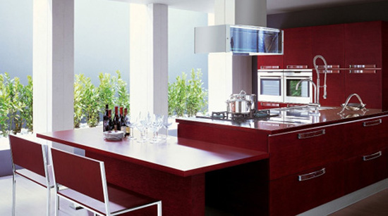 Bamboo Kitchens with minimalist chic at forefront and convenient kitchen island