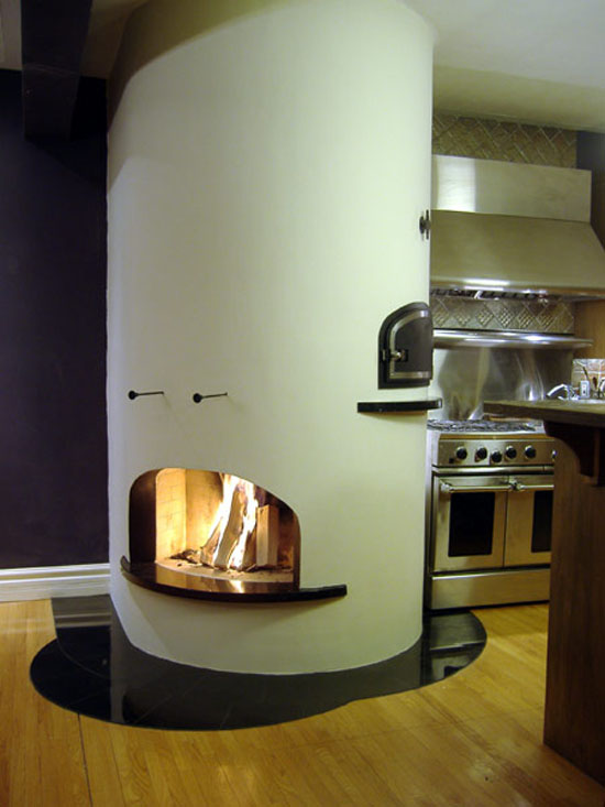 Creative Custom Kitchen Fireplace combination between modern and old design