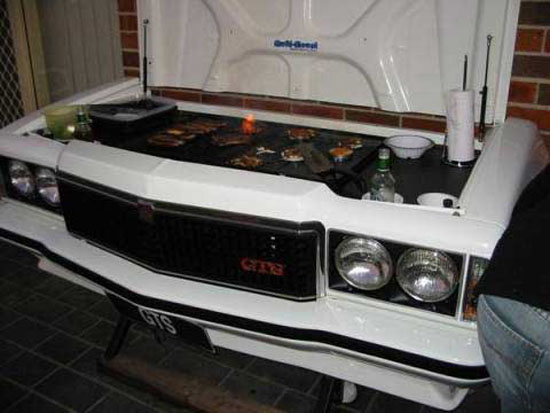 Custom Barbeque Grill outdoor from classic Holden Monaro GTS burgers and steaks