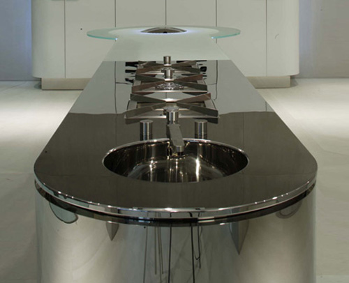 Illuminated Kitchen lighting Island Quick Silver from GeD Cucine with simple lines and sleek