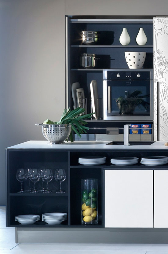 New Gaia Urban Kitchens from Bazzeo brings delicate paradox massive panelled wall units