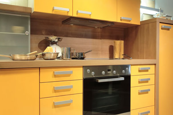 bold yellow color modern kitchen design pictures