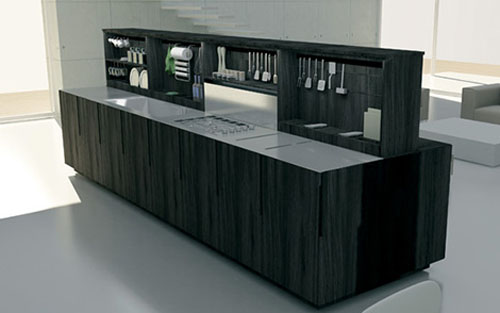 contemporary Kitchens Island with integrated Motorized cabinet from Binova