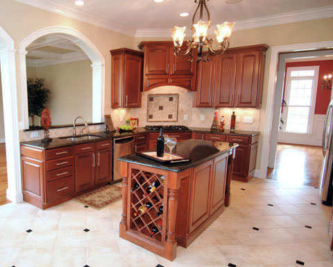display ideas for wine bottles in traditional style kitchen
