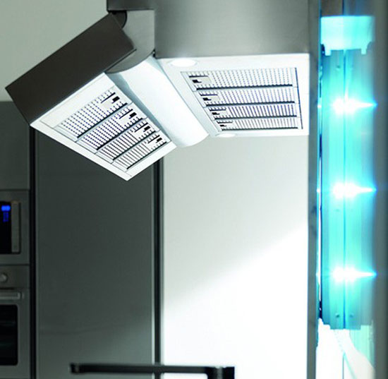 distinctive rectangular ventilation hood with LED Illumination kitchens lighting Toncelli