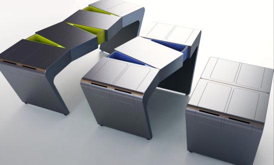 flexible kitches table Integrating food drawers on the right and left side