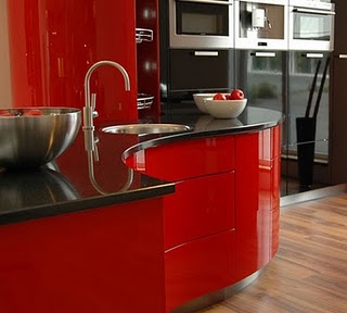 great collection Ferrari kitchen designs dominated shiny red and white color