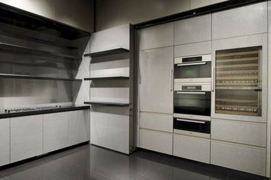 kitchens cabinet fronts in golden with neat satin finish by Giorgio Armani