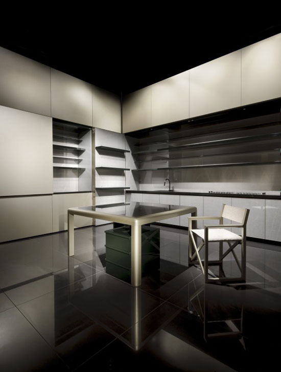 new kitchens designs satin finish minimalist futuristic from Armani Casa
