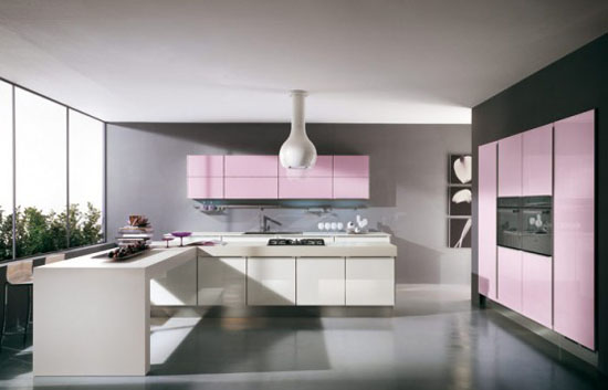 rounded lights purple and pink Cucine Kitchens by Cucine Lube