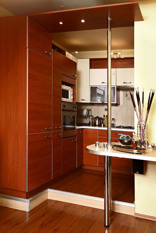 teak remodeling cabinet in small luxury kitchen