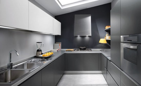 white grey and black modern Kitchens design picture by Ernestomeda